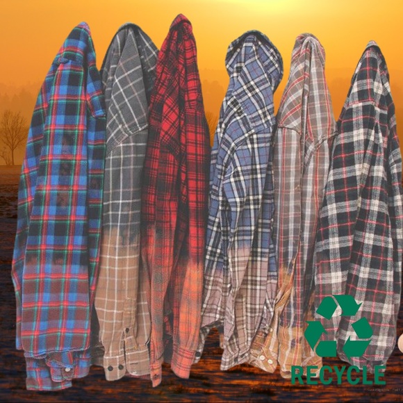 Vintage Tops - Bleached Flannel shirt SURPRISE button down 🔥